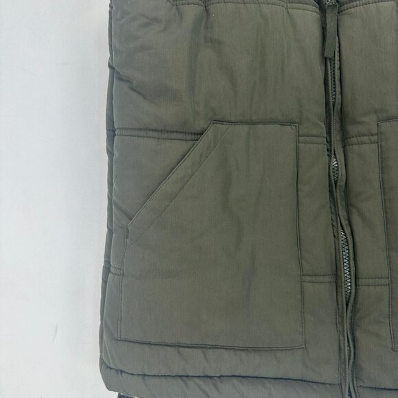Nineteen Ninety One Vest Mens M Olive/plaid Polyester Hooded Full Zip Pockets - Picture 2 of 9